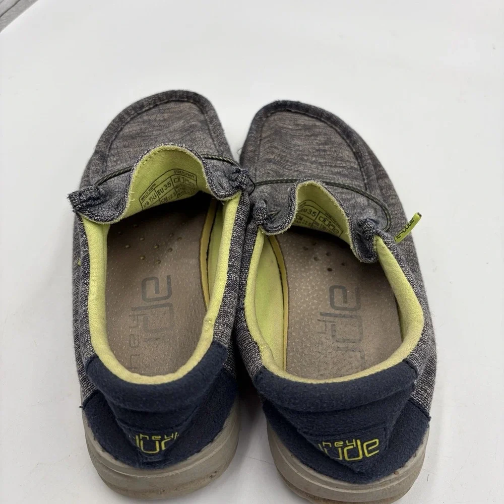 Hey Dude Boy Shoes Youth Y3-L4 Wally Gray Stretch Slip On Loafer Casual School